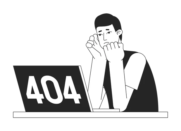 Message flash 404 de frustration sur un ordinateur portable  Illustration