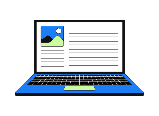 Ordinateur portable ouvert avec le contenu d'une page Web Illustration