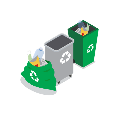 Ordnungsgemäße Müllentsorgung  Illustration