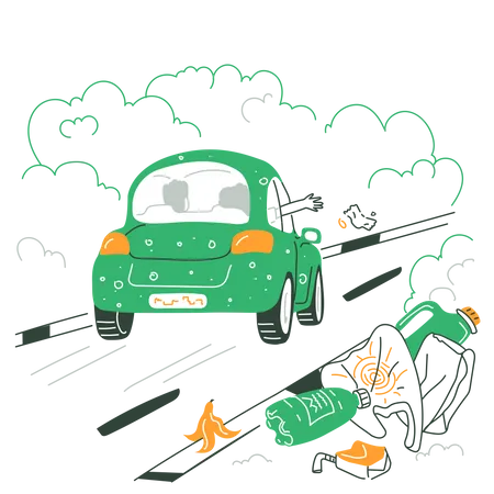 Déchets sur la route  Illustration