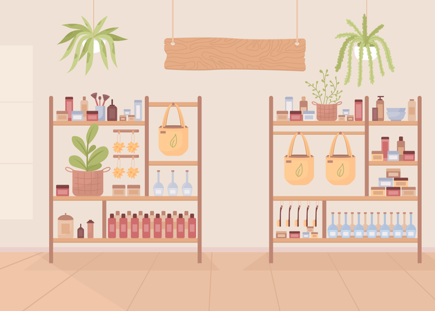 Organic cosmetic products store  Illustration