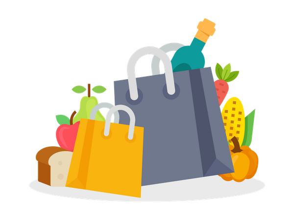 Organic fresh and natural food  イラスト