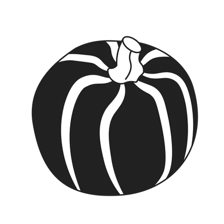 Organic Pumpkin Thanksgiving Black And White 2 D Cartoon Object Autumn Harvest Festival Vegetable Veggie Isolated Vector Outline Item Fall Season Autumnal Monochromatic Flat Spot Illustration Illustration