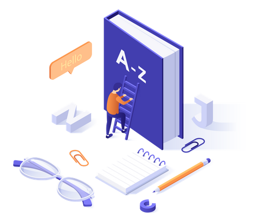 Organisierte Bibliothek von A bis Z  Illustration