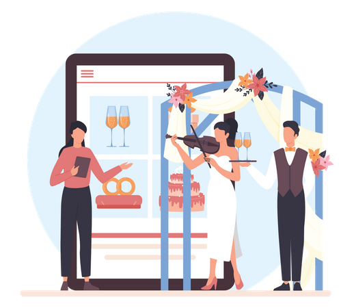 Organizador de casamento planejando evento de casamento  Illustration