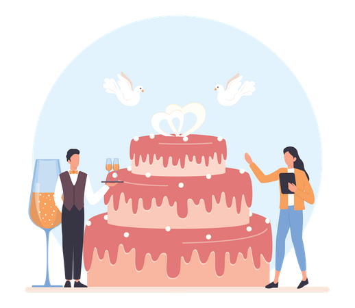 Organizador planejando evento de casamento  Illustration