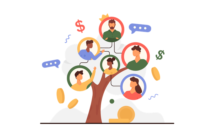 Organization of teamwork in corporate team  イラスト