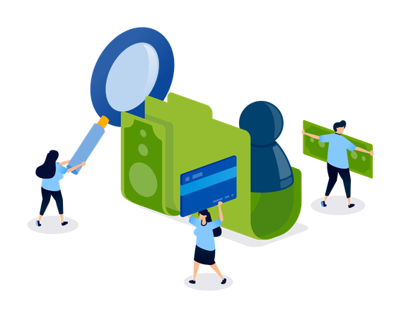 Organized Folder System in Financial Services for Searching and Managing Customer Data Records  Illustration