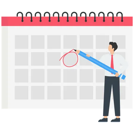 Organizing daily tasks and putting mark on calendar  Illustration