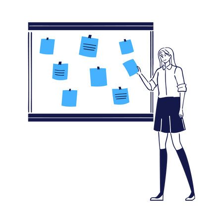 Organizing sticky notes for task planning  Illustration