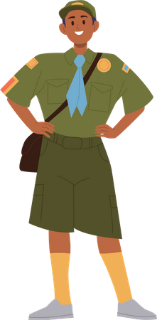 Orgulloso, valiente y feliz boy scout  Ilustración