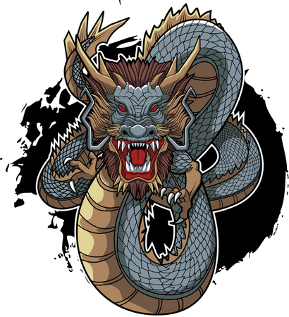 Oriental Flame Dragon Illustration