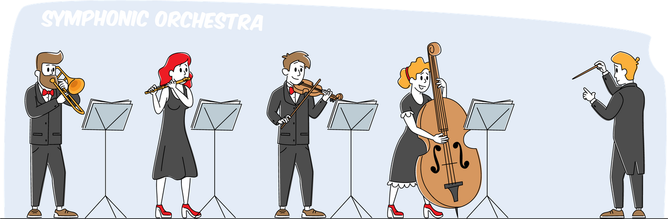 Orquesta Sinfónica Tocando Música Clásica  Ilustración