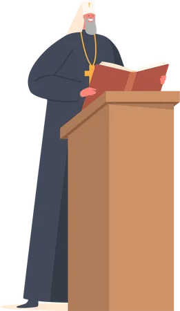 Orthodox priest with bible in hand  Illustration