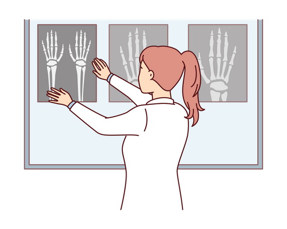 Orthopaedic doctor check hand bone report  Illustration