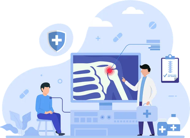 Orthopaedic Doctor showing shoulder bone report  Illustration