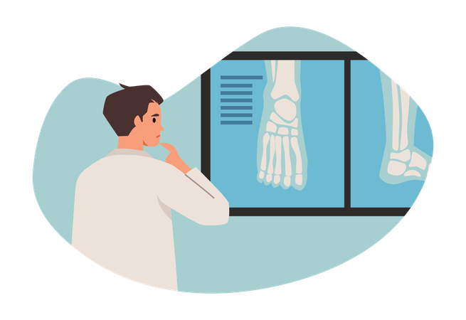 Orthopedic doctor looking at x-rays  Illustration