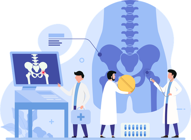 Orthopedic Surgeon with team doing bone treatment  Illustration