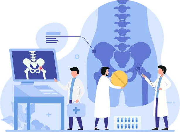 Orthopedic Surgeon with team doing bone treatment  Illustration