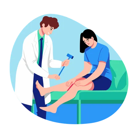 Orthopedic treats leg injury of patient  Illustration