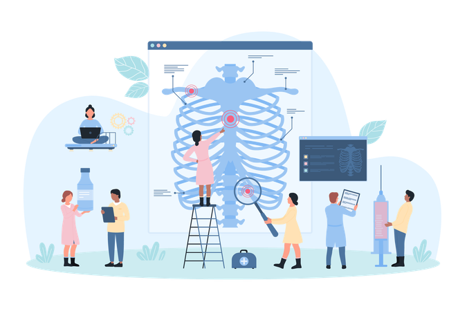 Orthopedist check chest xray  Illustration