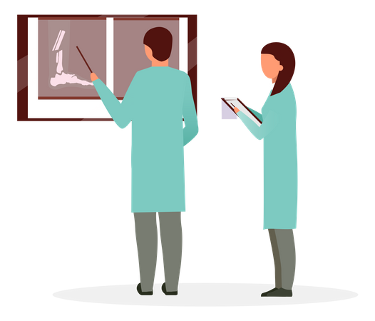 Orthopedist reading x ray Illustration