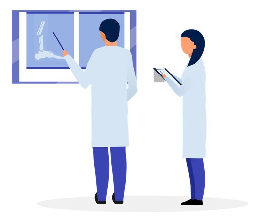 Orthopedist reading x ray  Illustration