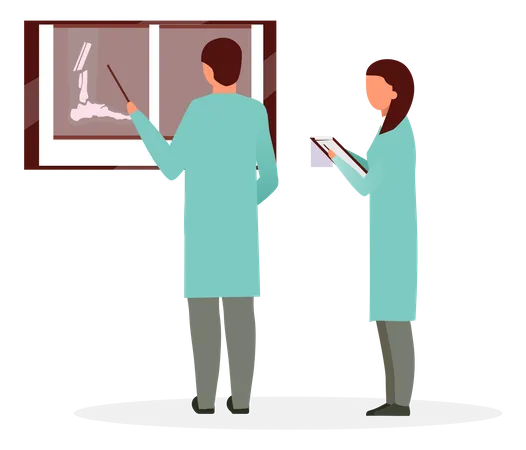 Orthopedist reading x ray  Illustration