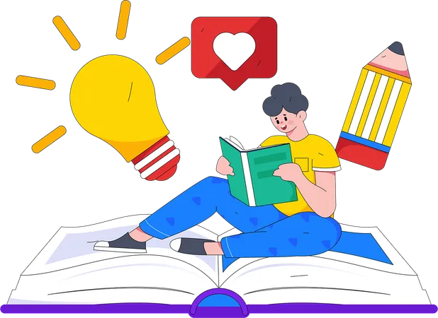 Os alunos estão se preparando para os testes lendo livros  Ilustração