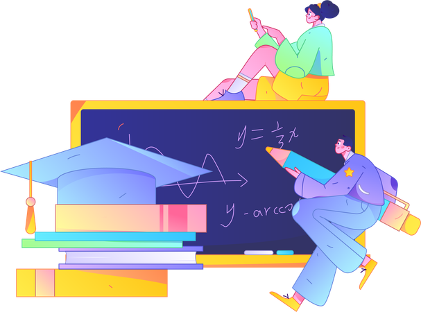Os alunos têm somas de álgebra para resolver  Ilustração