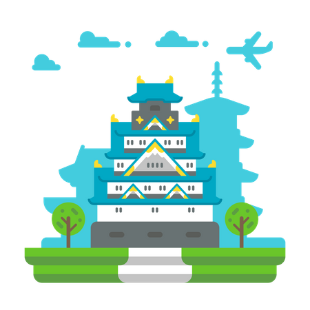 Osaka Castle Illustration