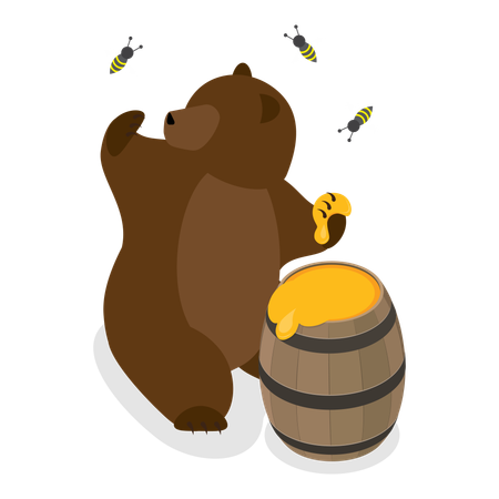 Oso comiendo miel  Ilustración