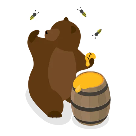 Oso comiendo miel  Ilustración