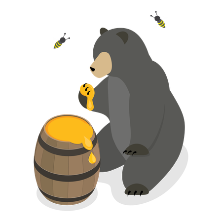Oso comiendo miel  Ilustración