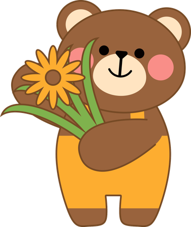 Oso con flor  Ilustración