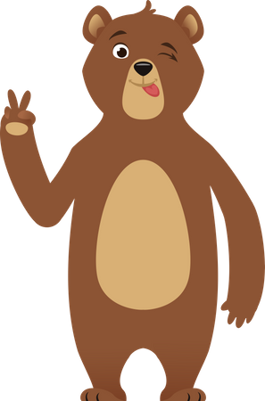 Oso mostrando el signo de la paz  Ilustración