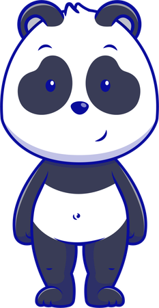 Oso panda de pie  Ilustración