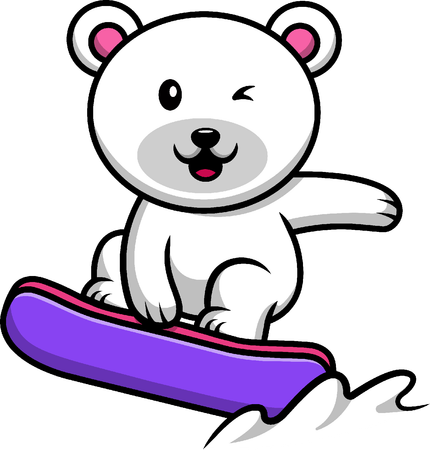 Snowboard del oso polar  Ilustración