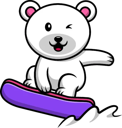 Snowboard del oso polar  Ilustración