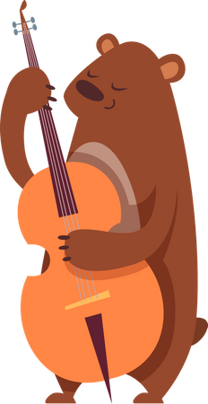 Oso tocando el violín  Ilustración