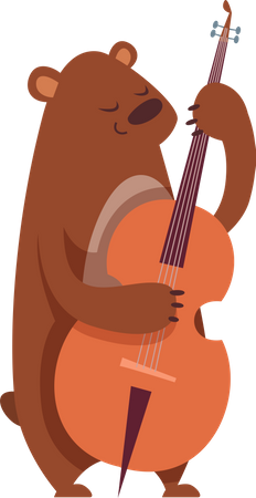 Oso tocando el violín  Ilustración