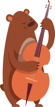 Oso tocando el violín  Ilustración