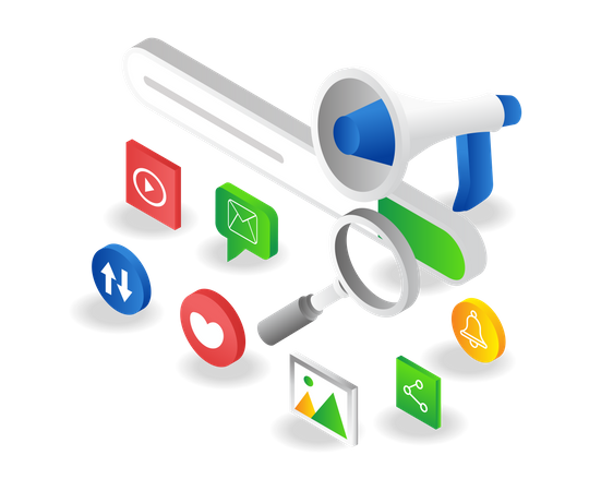 Otimização de campanha SEO com mecanismo de busca  Illustration