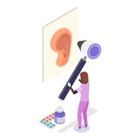Otolaryngologist consulting ear  Illustration
