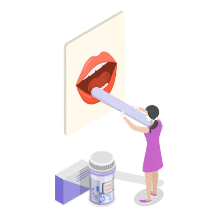 Otolaryngologist consulting throat  Illustration