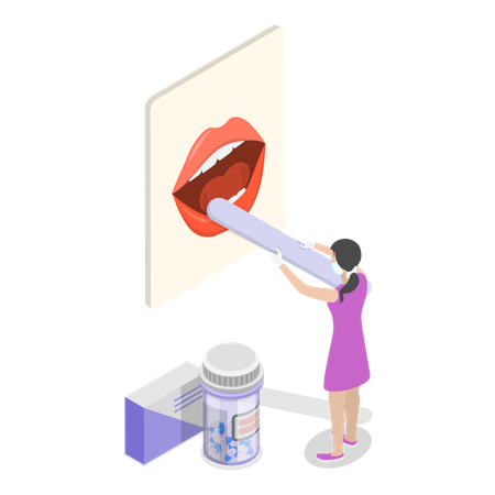 Otolaryngologist consulting throat  Illustration