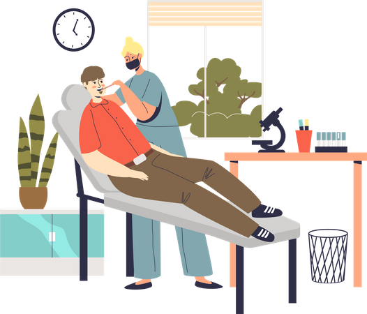 Otolaryngologist doctor checking patient client throat  イラスト