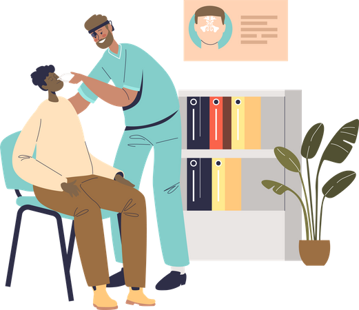 Otolaryngologist doctor checking patient nose illness  Illustration