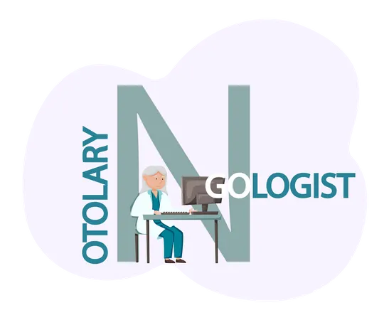 Otolaryngologist doctor studying online  Illustration