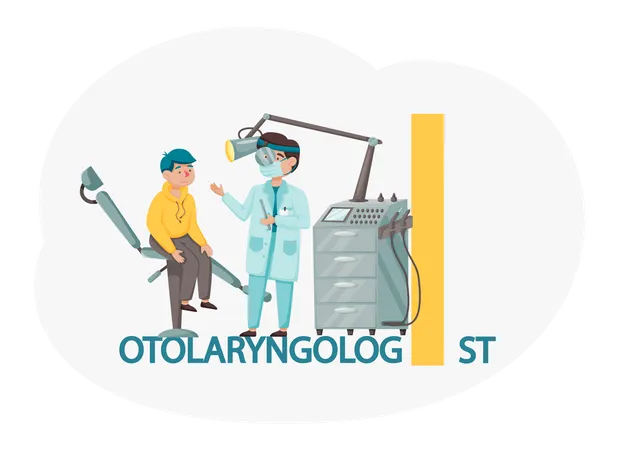 Otolaryngologist doctor treating male kid  Illustration